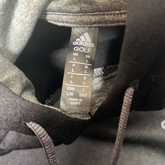 ADIDAS GOLF Tech Fleece Drawstring‎ casual black Hoodie pullover NWT Men large - Picture 6 of 7